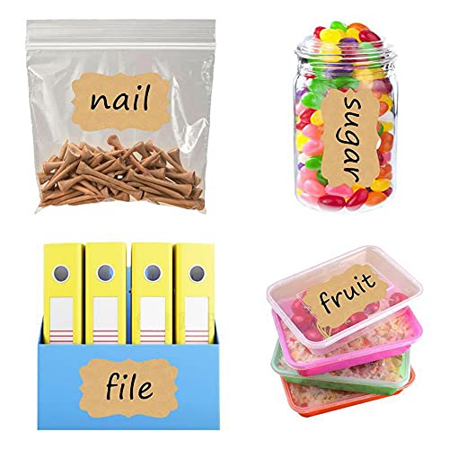 300 etiquetas de papel kraft autoadhesivas en blanco pegatinas de papel kraft hechas a mano, etiquetas de regalo para cosméticos decoración de tarros de comida (3 x 5 cm)