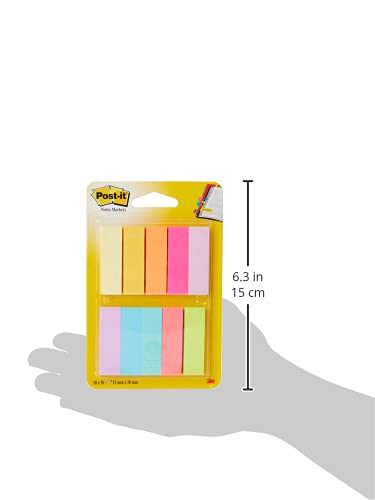3M Post-It - Marcadores adhesivos para libros Pack 10 x 50 hojas – Notas adhesivas de papel de 15mm x 50 mm – color surtido
