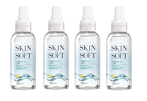 4 botellas de espray de aceite para cuerpo Skin so Soft de la marca Avon, con jojoba y citronela de 150 ml, la alternativa para el repelente de insectos