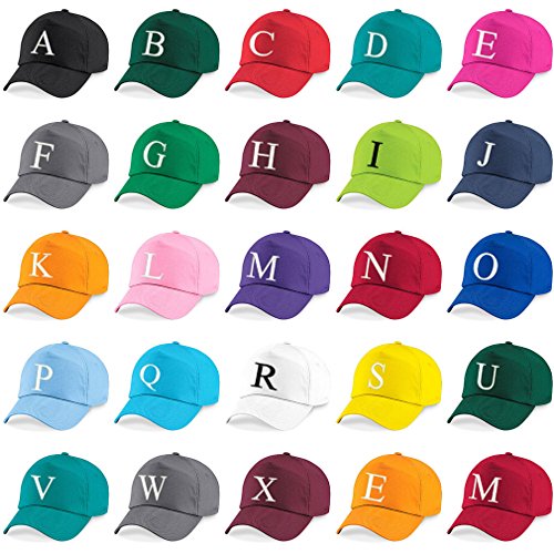 4sold – Gorra de béisbol para niño, verano, de algodón, de calidad, alfabeto de la A a la Z, ajustable, color azul marino Azul H Talla única