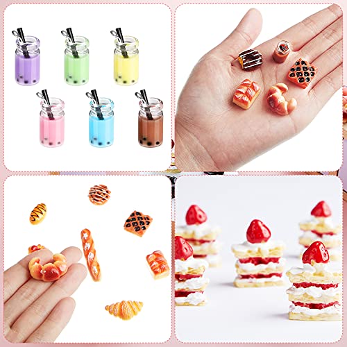 50 Alimentos en Miniatura de Juguete de Casa Muñecas Mini Alimentos Bebidas Escala 1:12 Juguetes Comida Cocina Accesorios Cocina en Miniatura Set de Comida y Vajilla (Serie Fresca)