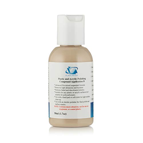 50 ml de plástico, acrílico, compuesto de abrillantador, elimina la imprecisión, marcas de superficie, superficie de decolora – Aplicación B