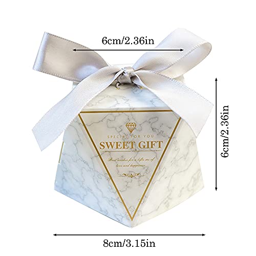 50 Piezas Cajas de Regalo Boda, Boda de Caja Dulces, Cajas Regalo Pequeñas, Cajas Regalos con Cintas, para Boda, Regalos de Invitados, Ideal para Caramelos, Bombones, etc. (Plata)