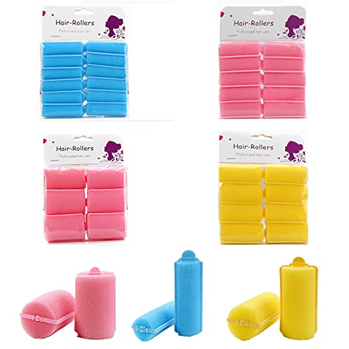 52 Pieza Rizador de Esponja, Rulos de Pelo Herramienta, Rodillos de Cabello Suave Profesionales, Adecuado para Diseño de Cabello Rizado, para Peinado de Bricolaje(4 Estilos)
