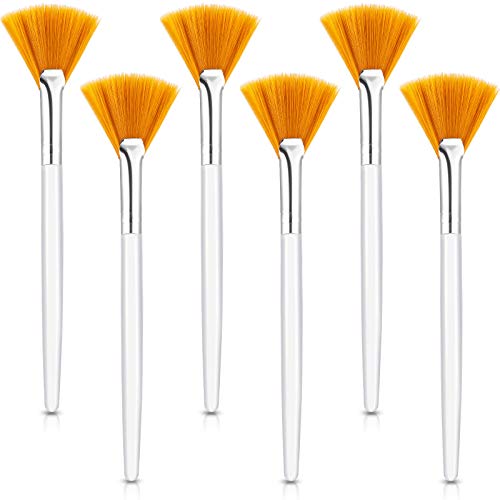 6 Piezas Cepillos de Máscara de Abanico Cepillo de Herramientas de Aplicador de Máscara Facial de Abanico Suave Herramientas Cosméticas de Pinceles de Maquillaje para Mujer Niña
