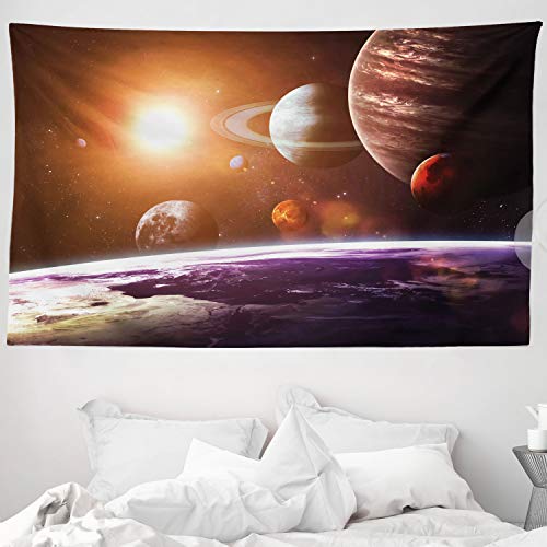 ABAKUHAUS Galaxia Tapiz de Pared y Cubrecama Suave, Sistema Solar Opinión del Espacio De, Fácil de Lavar No Destiñe, 230 x 140 cm, Magenta Naranja