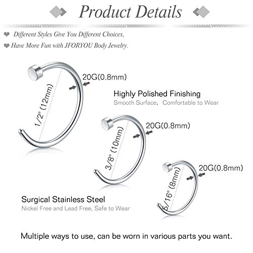 AceFun 20G Aro Nariz Anillos 13 Piezas Nariz Anillo Cartilago Tragus Helix Daith Pendientes Septum Piercing Labio Piercing Joyería