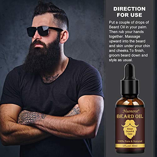 Aceite de Barba, Aceite Acondicionador para Hombres, Aceite Para Barba, Beard Oil, Aceite De Barba Natural, Ideal para El Crecimiento de La Barba, Suavizar, Hidratar, Fortalecer 30ml