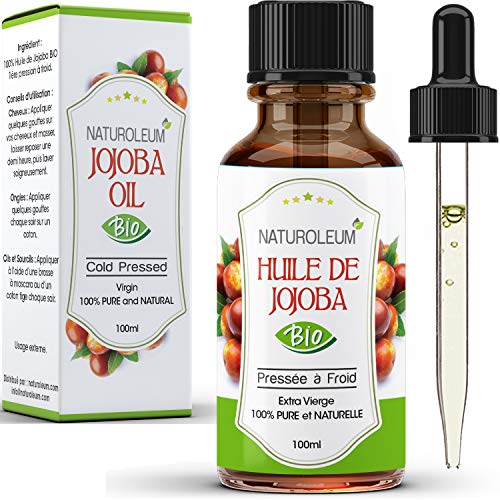 ACEITE DE JOJOBA ORGÁNICO, Puro y Natural, Prensado en Frío, Extra Virgen : cuidado nutritivo de la piel, la cara, el cabello y la barba. Vegano 100 ml