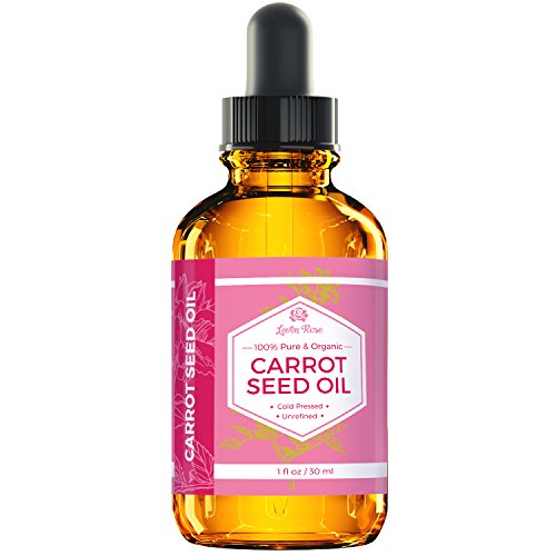 Aceite de semilla de zanahoria de Leven Rose - 100% orgánico natural frío presionado y sin refinar - 1 oz para el tratamiento de la piel, pelo, cuerpo y labios (1 oz) por Leven Rose