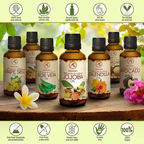 Aceite Jojoba - 50ml - Simmondsia Chinensis - Puro y Natural - Aceite Vegetal - Aceite Portador - Aceite Hidratante - Aceite Nutritivo Facial - Aceite para Piel - Cuidado del Cabello