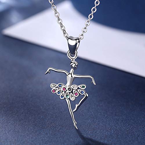 AEONSLOVE Collar de Niña Bailarina Colgante Bailarín de Ballet Plata de Ley 925 para Mujer Hija Niñas Joyas Bailarina Regalo de Rendimiento de Baile, Cadena de 45,7 CM