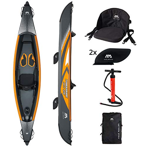 Aguamarina Kayak 1 Posto Tomahawk Air-375, Negro/Naranja, Uni