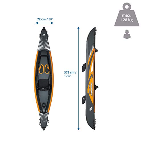 Aguamarina Kayak 1 Posto Tomahawk Air-375, Negro/Naranja, Uni