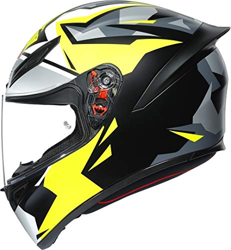AGV K1 E2205 Replica Casco para Motocicleta, Unisex Adulto, Negro/Amarillo/Blanco, XL (61)