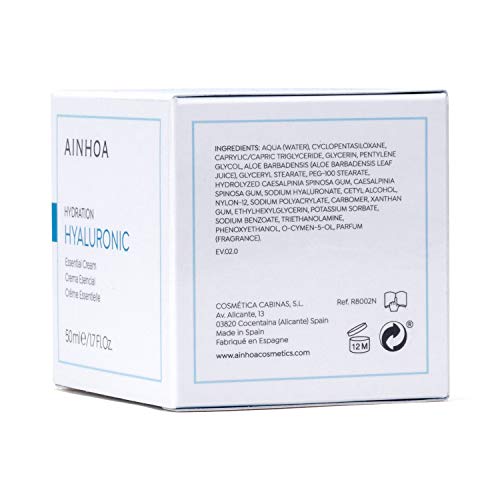AINHOA Cosmetics – HYALURONIC Crema Esencial 50 ml – Tratamiento Facial Hidratante Intensivo con Ácido Hialurónico para Mujer/Hombre - Piel Normal/Mixta – Día/Noche- Calidad Profesional