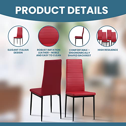 Albatros 2709 Milano Set de 6 sillas de Comedor, Rojo
