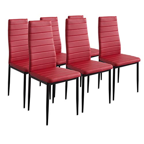Albatros 2709 Milano Set de 6 sillas de Comedor, Rojo