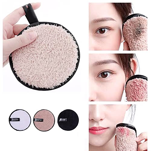 Almohadilla desmaquillante 3pcs, almohadilla limpiadora facial reutilizable, almohadilla removedora de maquillaje redonda de microfibra suave (1#)
