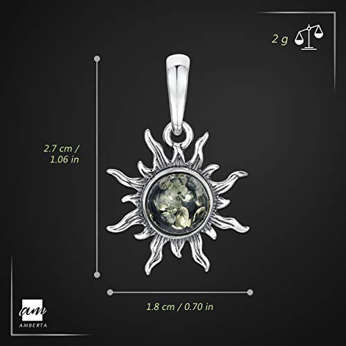Amberta - Colgante con ámbar báltico, diseño en forma de sol, hecho de plata de ley 925