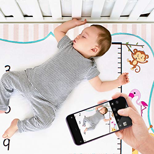 ANBET Manta Bebe Personalizada Recien Nacido Manta Meses Bebe Español Lncluye Pegatinas Mensuales y Corona de Flores Manta Cumple Mes Bebe Registre la Edad y el Crecimiento de Bebé 120 × 120 cm