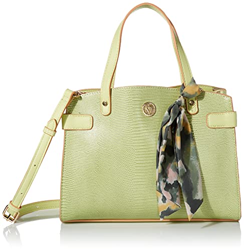 Anne Klein Bonded Curved Satchel, Celery