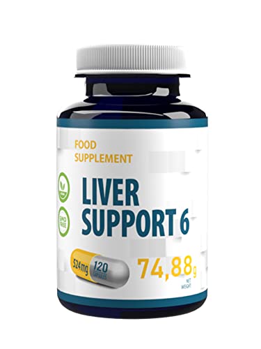 Apoyo al Hígado 6 - Cardo Mariano 80% Silimarina, Cúrcuma, N-Acetil Cisteína, Alcachofa 524mg 120 Cápsulas Veganas, Alta Potencia, Sin Gluten, Sin OGM