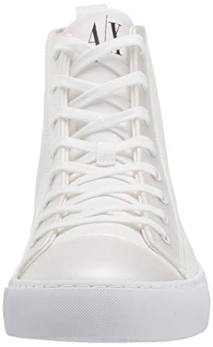Armani Exchange High Top Cotton Sneakers, Zapatillas Altas Hombre, Blanco (Op.White+Black Logo 00152), 44 EU