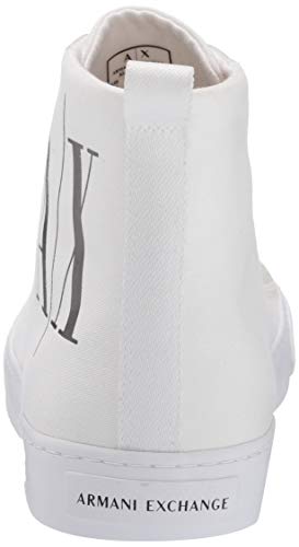 Armani Exchange High Top Cotton Sneakers, Zapatillas Altas Hombre, Blanco (Op.White+Black Logo 00152), 44 EU