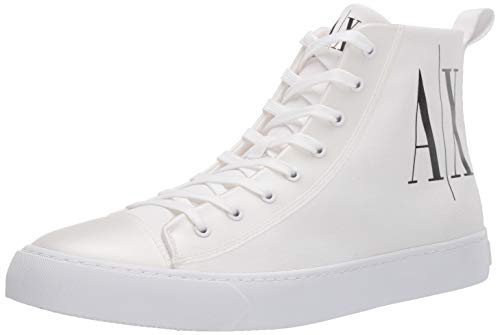 Armani Exchange High Top Cotton Sneakers, Zapatillas Altas Hombre, Blanco (Op.White+Black Logo 00152), 44 EU