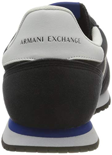 Armani Exchange Micro Suede Multicolor Sneakers, Zapatillas Hombre, Navy Optic White, 44 EU