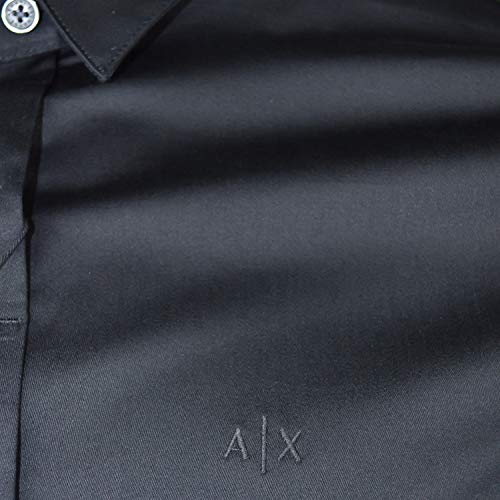 Armani Exchange Smart Stretch Satin Camisa, Negro (Black 1200), 42 (Talla del Fabricante: Medium) para Hombre