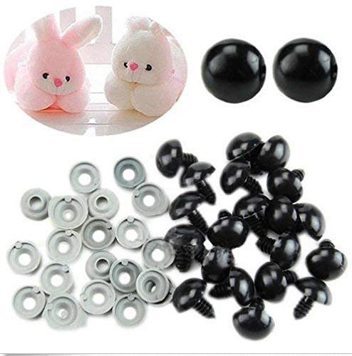 AUNMAS 100pcs 6/9/10 / 12MM Black Doll Safety Eyes Plastic W/Washer para Teddy Bear Felting Toys(4#)