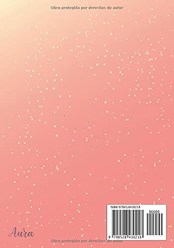 Aura: Cuaderno de notas A5 | Nombre personalizado Aura | Regalo de cumpleaños para la esposa, mamá, hermana, hija .. | Diseño: mariposa | 120 páginas rayadas, formato A5 (14.8 x 21 cm)