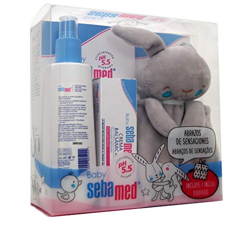 Baby Sebamed pack regalo bebé recién nacido - Pack productos Espuma de Baño 200ml, Colonia sin alcohol 250ml, Leche Corporal 200ml, Crema Balsámica 50ml - Sonajero de regalo