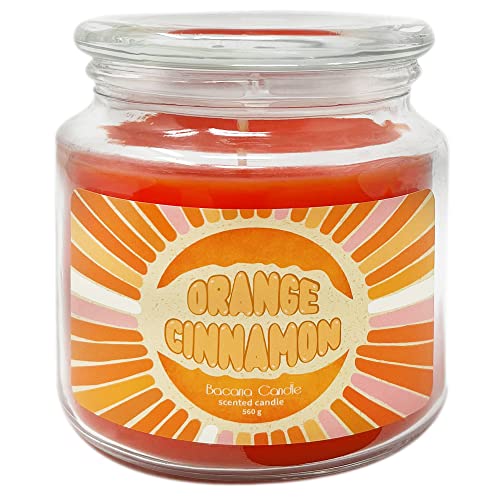 Bacana Candle - Vela Perfumada en Vaso - Vela Aromática en Frasco de Vidrio con Tapa - Vela Original para Regalo - 560 gramos - ± 100 Horas de Combustión - Orange Cinnamon - Naranja y Canela