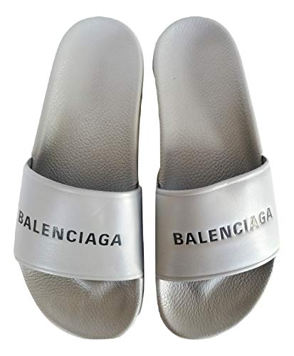 Balenciaga Chanclas de piel y goma para hombre, 506347WAL001417, gris Size: 43 EU