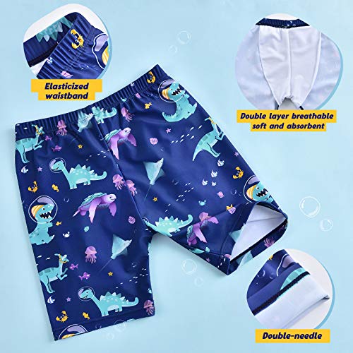 Bañadores para Bebé Niño Dinosaurios Traje de baño de 3 Pieza Rashguard Conjunto (Armada, 2-3 años)