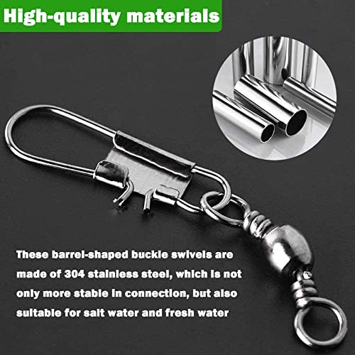 Basetousual 100 Piezas Giratorio de Pesca, Emerillones Imperdibles de Pesca, Barriles Giratorios de Pesca, Eslabón Giratorio de Pesca, Accesorios de Conector de Señuelo de Pesca de Agua Dulce