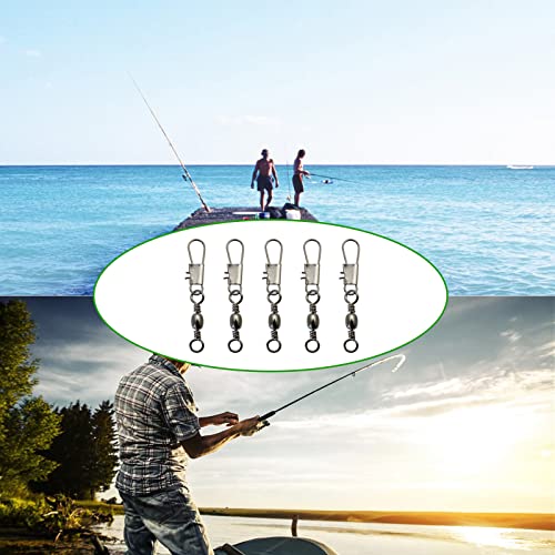 Basetousual 100 Piezas Giratorio de Pesca, Emerillones Imperdibles de Pesca, Barriles Giratorios de Pesca, Eslabón Giratorio de Pesca, Accesorios de Conector de Señuelo de Pesca de Agua Dulce