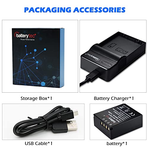 Batterytec® Batería de Repuesto para Olympus cámara, BLH-1, EM1,Mark II,EM1-2, EM1,Mark 2, Kit de Cargador portátil Micro USB, [Recargable,2000mAh,12 Meses de garantía]