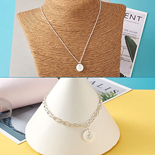 Beadthoven - 92 colgantes de concha de agua dulce, redondos, blancos y redondos con bloqueo de oro, número 0 a 9 y colgantes alfabetos, cuentas de conchas marinas para hacer joyas, agujero: 1,5 mm