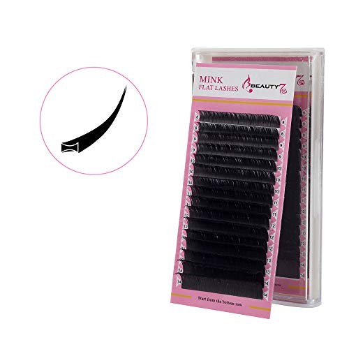 Beauty7 Mix Extensiones de Pestañas Postizas Natural D Curl 0.20mm Redondo Ordinario Suave Pestañas Individuales Plano Negro 8mm-14mm