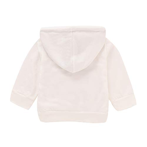 Bebé recién Nacido de Manga Larga con Capucha Floral Sudadera Tops + Pantalones Ropa Trajes (0-3 Meses, Blanco)