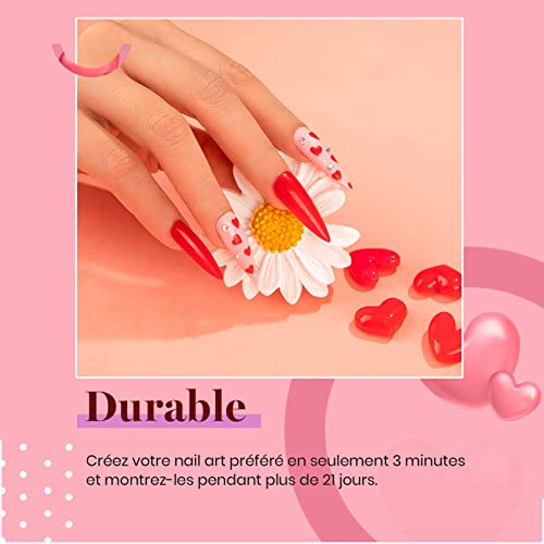 Beetles Esmaltes Semipermanentes de Uñas en Gel, juego de geles de esmalte de uñas de 6 colores 7.5 ml, se seca bajo lámpara UV/LED manicura rojo brillante regalo San Valentín para mujeres y hombres