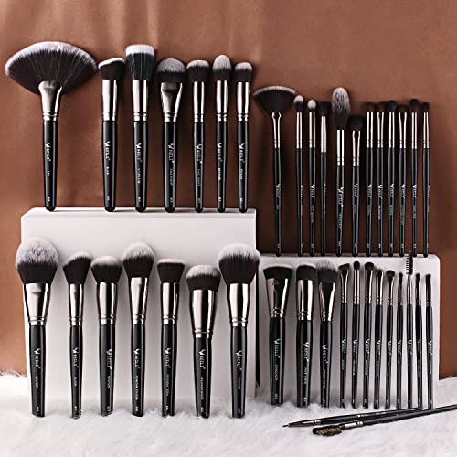 BEILI Juego de brochas de maquillaje profesionales;40 brochas maquillaje para base, polvo,colorete,sombra de ojos,delineador de ojos,corrector,bronceador,brocha de maquillaje