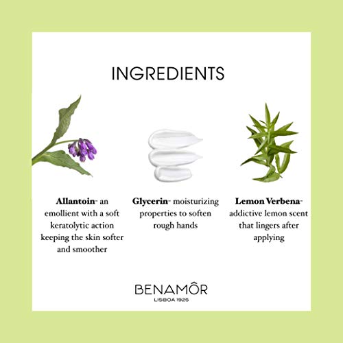 Benamôr - Crema protectora de manos con alantoína y glicerina - Extracto de limón orgánico - Fragancia de limón - Crema de manos icónica Benamôr - Libre de parabeno y vegano - Tubo de 30ml.