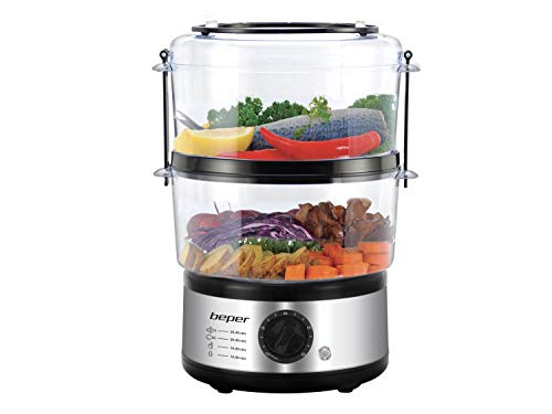 BEPER BC.261 Vaporera multicocina 5 litros, 500 W, PP/Acero Inoxidable, Blanco