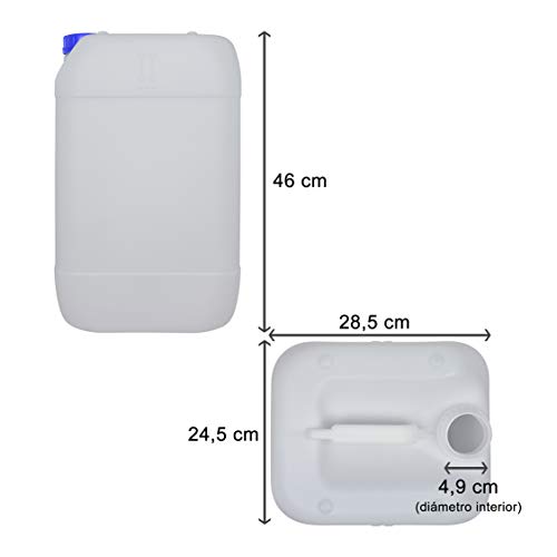Bidón Garrafa Plástico 25 litros apilable. Apta para uso alimentario. Homologación para transporte. (1 Unidad+Bayeta Microfibras).