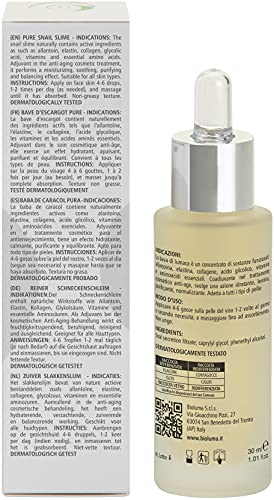 Bioluma Baba de Caracol Pura 100% Hidratante Antiedad Calmante Purificante Suero Adyuvante Tratamiento Antiarrugas Piel Seco Graso Normal Mixta Hombre Mujer para Rostro Cuello Escote 30ml